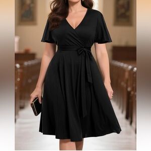 NWT Pinup Fashion Black Empire Waist Midi Dress - 16 16W